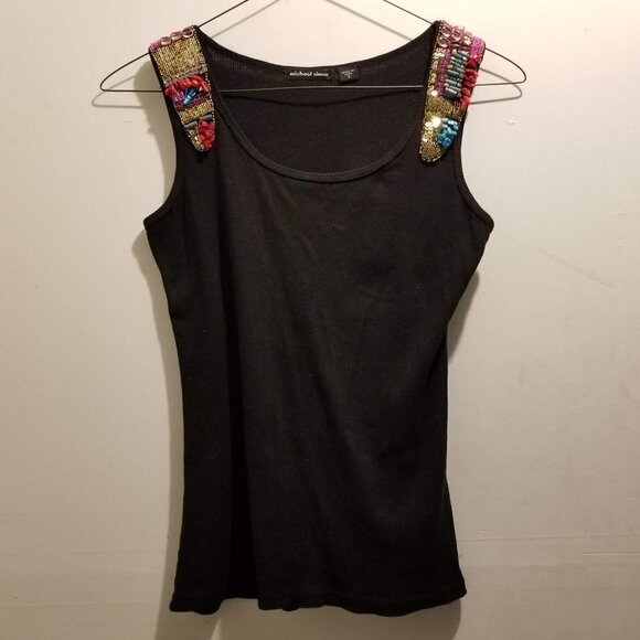 Michael Simon Ribbed Stone Shoulder Cotton Tank Sm - Picture 5 of 12